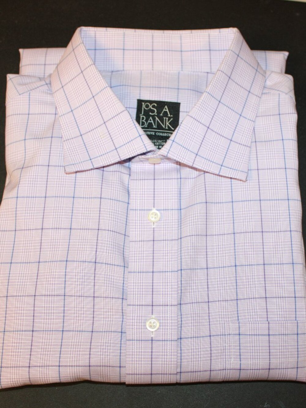 Men's executive dress shirt JoS A bank 17 1/2- 35 100% cotton French cut sleeves
